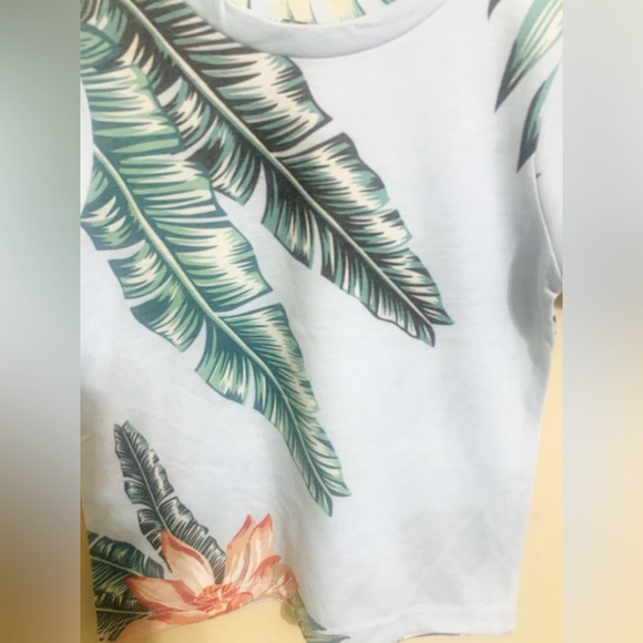 Baby Boys Blue Tropical Paradise Print Short Sleeve Cotton T-Shirt - Picture 3 of 3